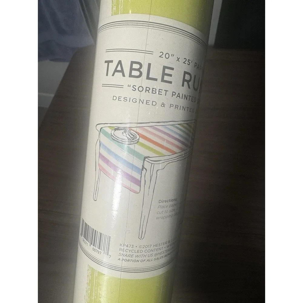 Hester & Cook Sorbet Painted Stripe Table‎ Runner Roll 20in x 25ft